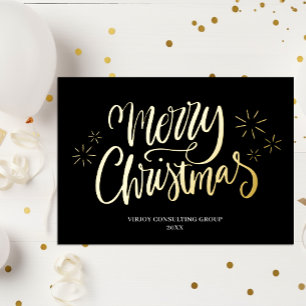 Frohe Weihnachts Black Gold Calligrafy Business Folien Feiertagskarte