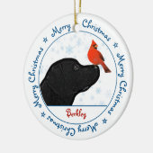 Frohe Weihnachts Black Labrador Kardinal Niedlich Keramik Ornament (Links)
