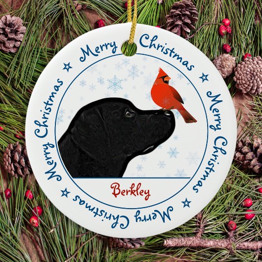 Frohe Weihnachts Black Labrador Kardinal Niedlich  Keramik Ornament