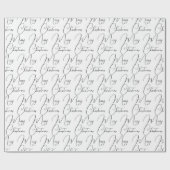 Frohe Weihnachts-Black Script Wrapping Paper Geschenkpapier (Flach)