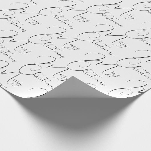 Frohe Weihnachts-Black Script Wrapping Paper Geschenkpapier (Ecke)