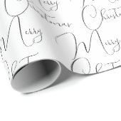 Frohe Weihnachts-Black Script Wrapping Paper Geschenkpapier (Rolleneckpunkt)