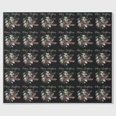 Frohe Weihnachts-Black Wrapping Paper Geschenkpapier (Flach)