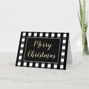 Frohe Weihnachts Blank Schwarz-weiß Buffalo Karier Feiertagskarte