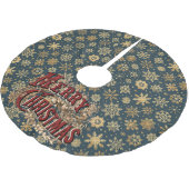 Frohe Weihnachts Blau mit Gold Snowflakes Polyester Weihnachtsbaumdecke (Schrägansicht)