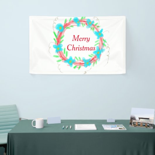 Frohe Weihnachts blaue Garland Aquarellturda Banner (Messeveranstaltung)