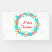 Frohe Weihnachts blaue Garland Aquarellturda Banner (Horizontal)