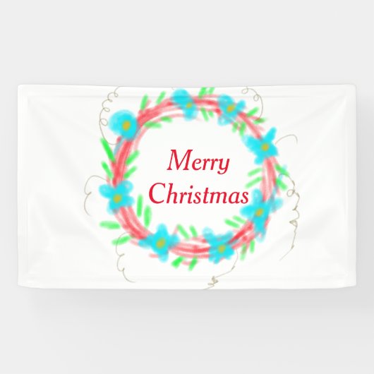 Frohe Weihnachts blaue Garland Aquarellturda Banner (Horizontal)