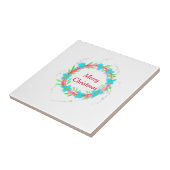 Frohe Weihnachts blaue Garland Aquarellturda Fliese (Seite)