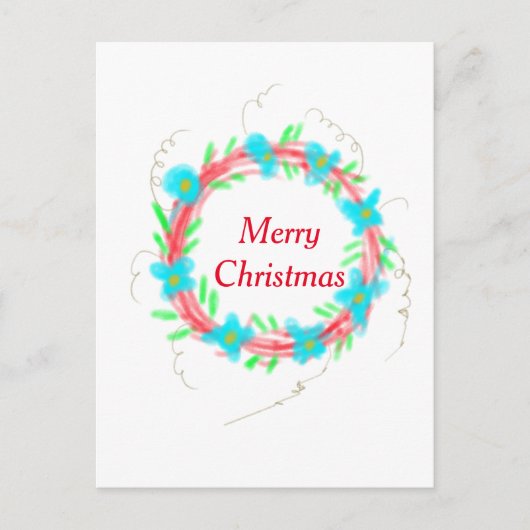 Frohe Weihnachts blaue Garland Aquarellturda Postkarte (Vorderseite)