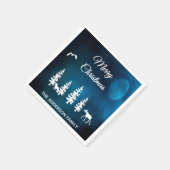 Frohe Weihnachts blaue Nacht Mondwald Serviette (Ecke)