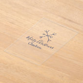 Frohe Weihnachts-blaue Schneeflocken fügen Namen F Acryleinladungen (Ablage )