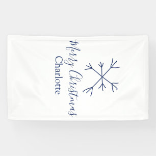 Frohe Weihnachts-blaue Schneeflocken fügen Namen F Banner