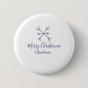 Frohe Weihnachts-blaue Schneeflocken fügen Namen F Button