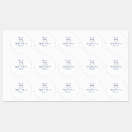 Frohe Weihnachts-blaue Schneeflocken fügen Namen F Etiketten