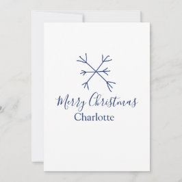 Frohe Weihnachts-blaue Schneeflocken fügen Namen F Feiertagskarte