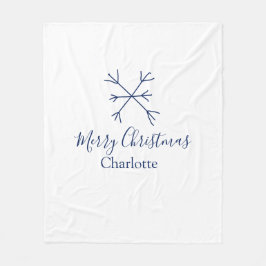 Frohe Weihnachts-blaue Schneeflocken fügen Namen F Fleecedecke
