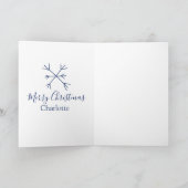 Frohe Weihnachts-blaue Schneeflocken fügen Namen F Karte (Innenseite)