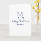 Frohe Weihnachts-blaue Schneeflocken fügen Namen F Karte (Gelbe Blume)