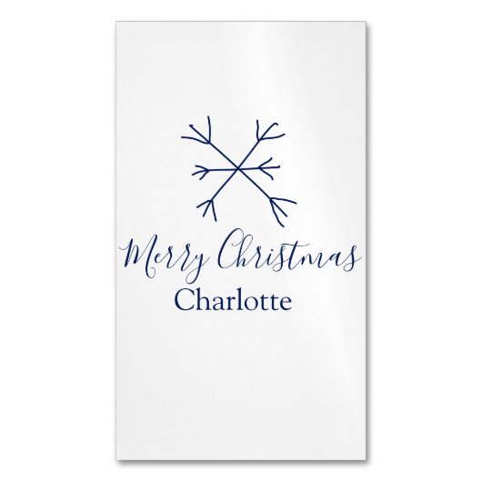 Frohe Weihnachts-blaue Schneeflocken fügen Namen F Magnetische Visitenkarte (Vorderseite Vertikal)