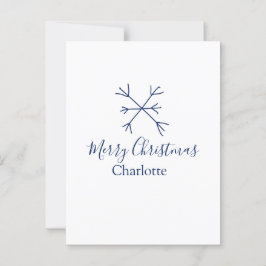 Frohe Weihnachts-blaue Schneeflocken fügen Namen F Postkarte
