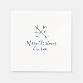 Frohe Weihnachts-blaue Schneeflocken fügen Namen F Serviette
