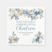 Frohe Weihnachts blaue Winterbeeren Papier Serviette (Vorderseite)