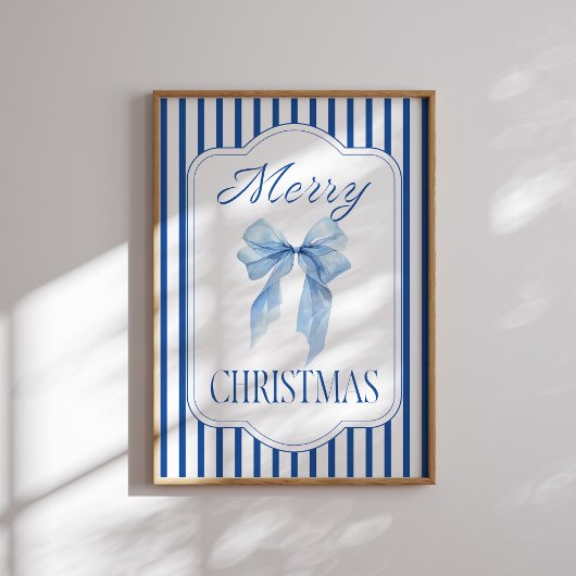 Frohe Weihnachts Blue Bow Poster