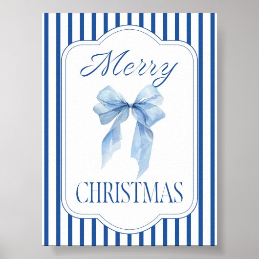 Frohe Weihnachts Blue Bow Poster (Vorne)