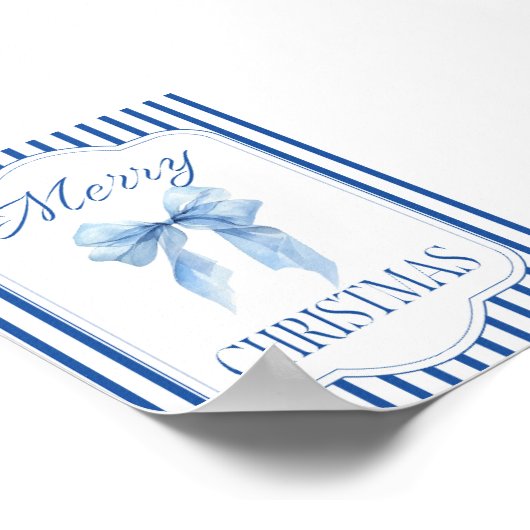 Frohe Weihnachts Blue Bow Poster (Ecke)