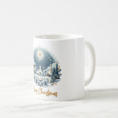 Frohe Weihnachts Blue & Gold Tasse (VorderseiteRechts)