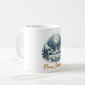 Frohe Weihnachts Blue & Gold Tasse (Vorderseite Links)