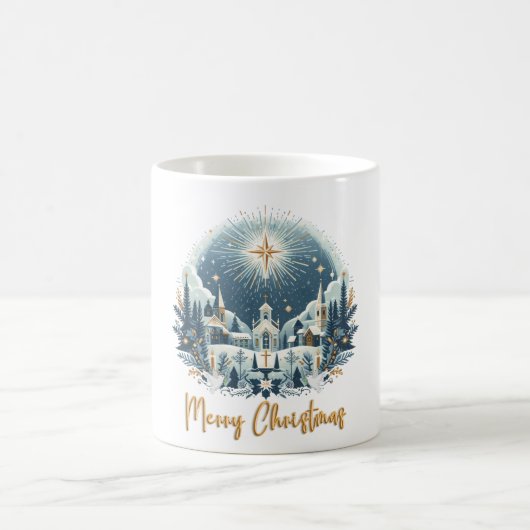 Frohe Weihnachts Blue & Gold Tasse (Mittel)