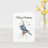 Frohe Weihnachts Blue Jay Holiday Card Karte (Gelbe Blume)