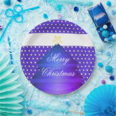 Frohe Weihnachts-Blue Paper-Teller mit Sternen Pappteller (Party)