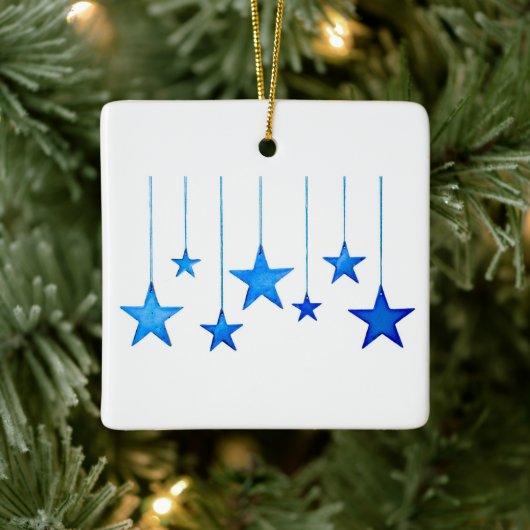 Frohe Weihnachts Blue Star Dekoration mit Text (Baum)