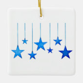 Frohe Weihnachts Blue Star Dekoration mit Text (Vorderseite)