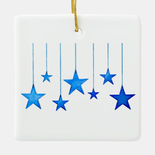 Frohe Weihnachts Blue Star Dekoration mit Text (Vorderseite)