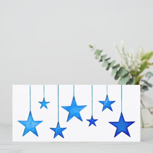 Frohe Weihnachts Blue Star Dekoration mit Text (Stehend Vorderseite)