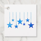 Frohe Weihnachts Blue Star Dekoration mit Text Geschenkanhänger (Vorderseite)