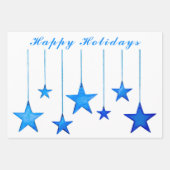Frohe Weihnachts Blue Star Dekoration mit Text Geschenkpapier Set (Vorderseite 3)
