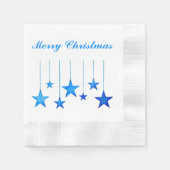 Frohe Weihnachts Blue Star Dekoration mit Text Serviette (Vorderseite)