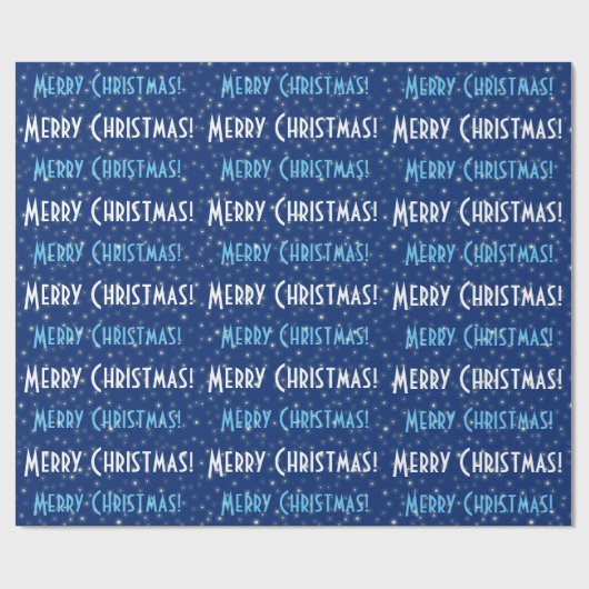 Frohe Weihnachts Blue Stars Geschenkpapier (Flach)