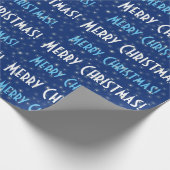 Frohe Weihnachts Blue Stars Geschenkpapier (Ecke)