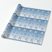 Frohe Weihnachts Blue Stars Wrapping Paper Geschenkpapier (Ungerollt)