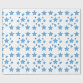 Frohe Weihnachts Blue Stars Wrapping Paper Geschenkpapier (Flach)