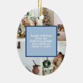 Frohe Weihnachts Blue Typografy Arched Foto Keramik Ornament (Hinten)