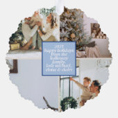 Frohe Weihnachts Blue Typografy Arched Foto Ornament Karte (Rückseite)