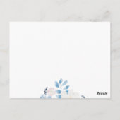 Frohe Weihnachts Blue Watercolor Blume Rahmen dunk Postkarte (Rückseite)