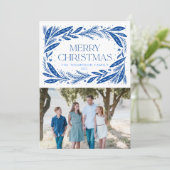 Frohe Weihnachts Blue Wreath (Stehend Vorderseite)